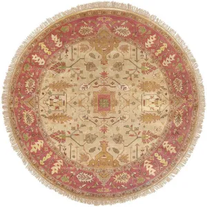 Adana Gold/Burgundy Round Rug