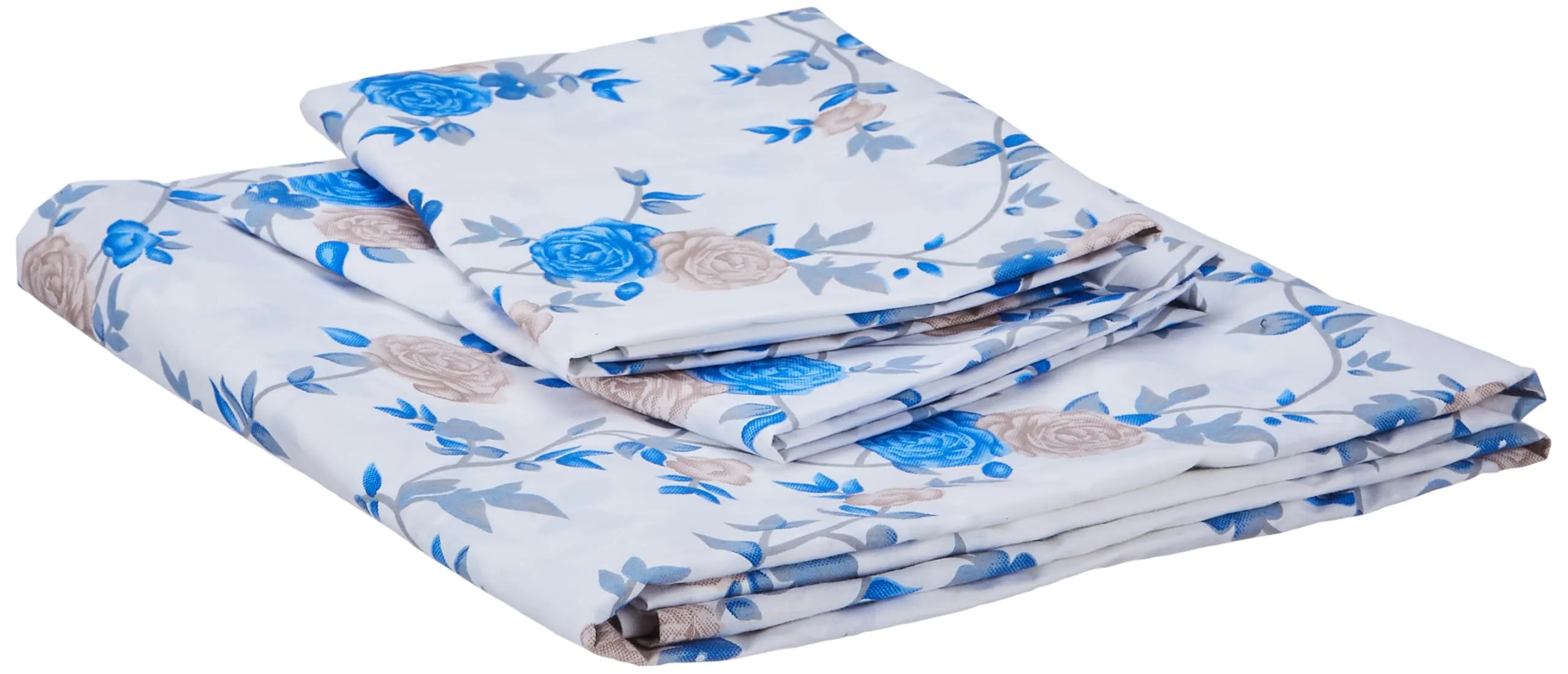Amazon Brand - Solimo Pretty Floral 200 TC Cotton King Size Bedsheet (Blue)