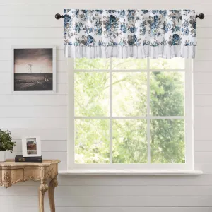 Annie Blue Floral Ruffled Lined Valance 72"