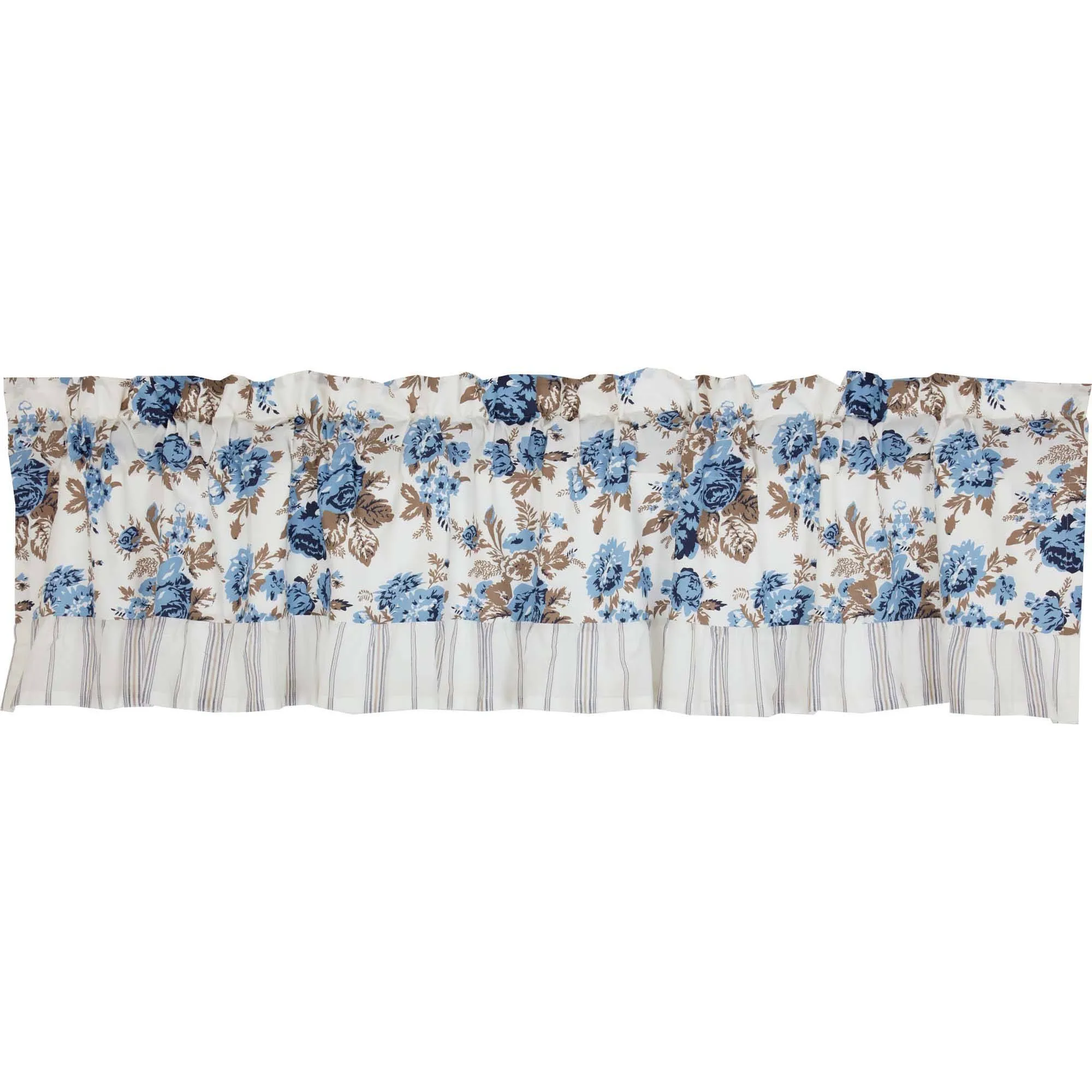 Annie Blue Floral Ruffled Lined Valance 72"