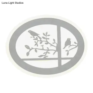 Asia Style LED Circular Acrylic Bird and Branch Wall Lamp with White/Warm Light