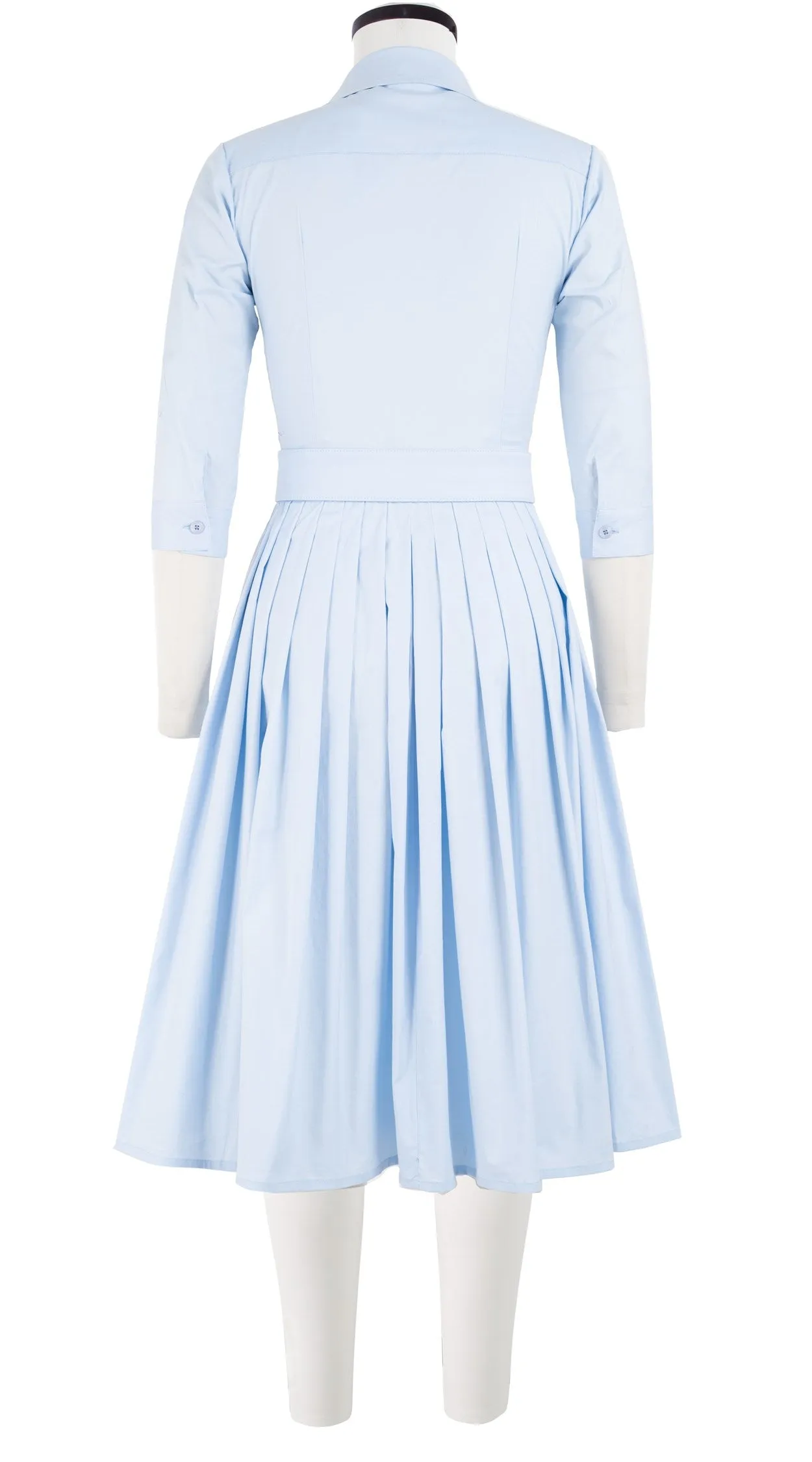 Audrey Dress #2 Shirt Collar 3/4 Sleeve Long Length Cotton Stretch (Solid)