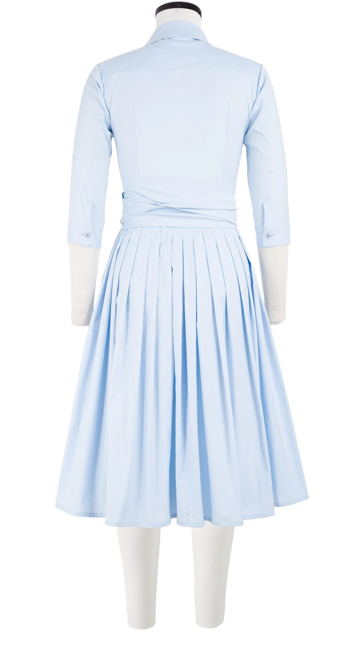 Audrey Dress #2 Shirt Collar 3/4 Sleeve Long Length Cotton Stretch (Solid)