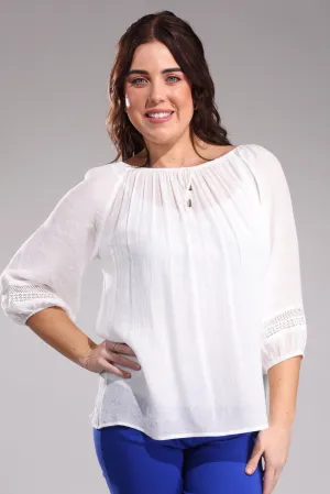 Bardot inspired Top | WHITE | 8826A1