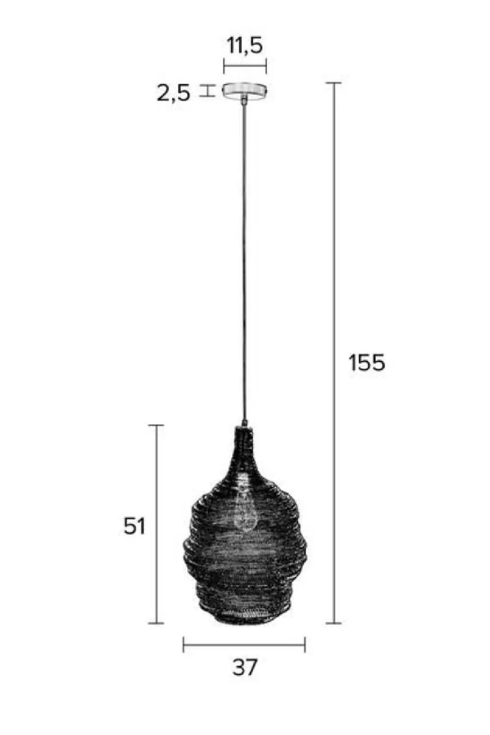 Black Iron Mesh Pendant Lamp M | DF Lena