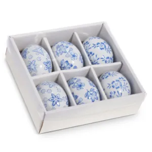 Box of 6 Blue Floral Eggs