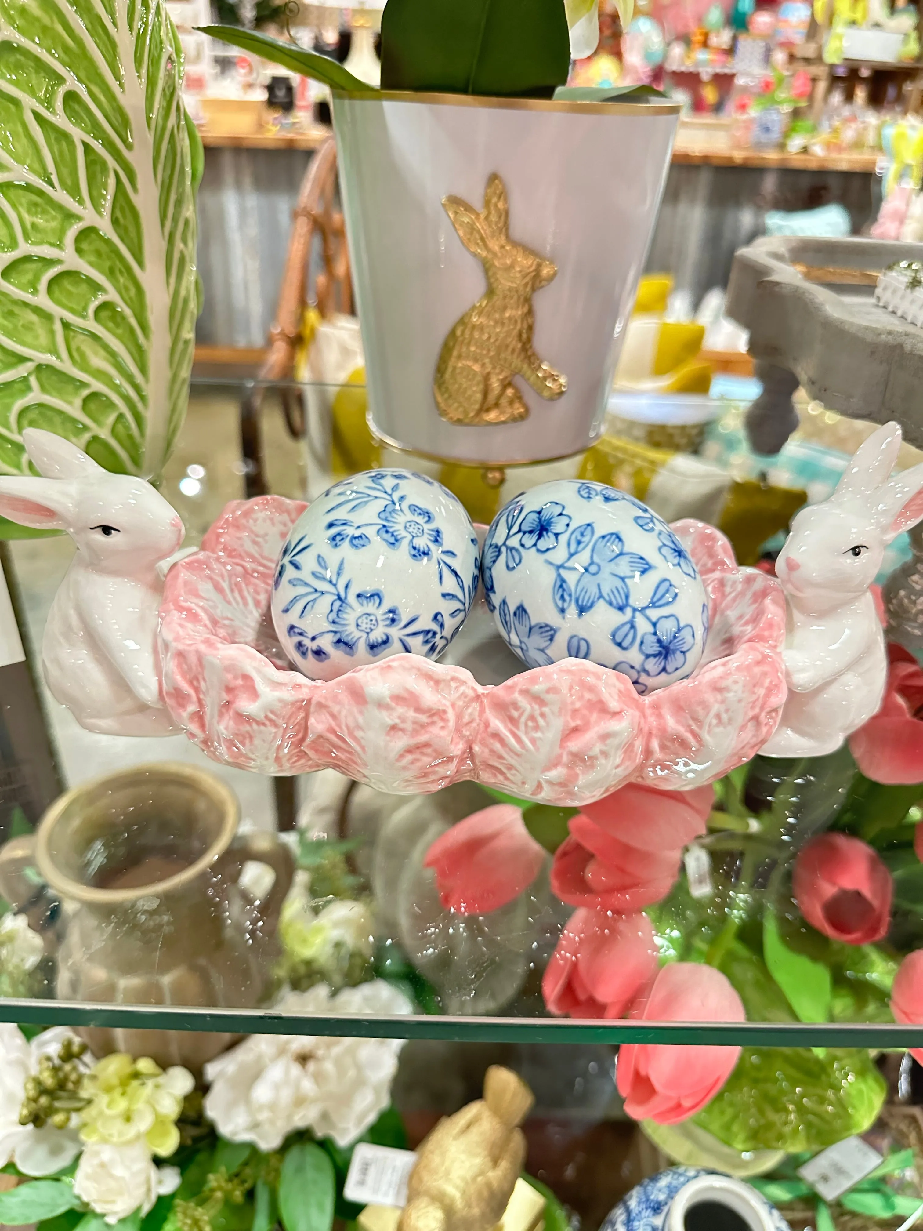 Box of 6 Blue Floral Eggs