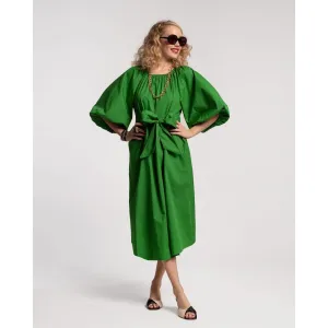Frances Valentine Bliss Midi Dress Cotton Poplin Green