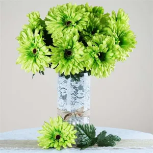 Gerbera Daisy Bush Artificial Silk Flowers - Lime Green