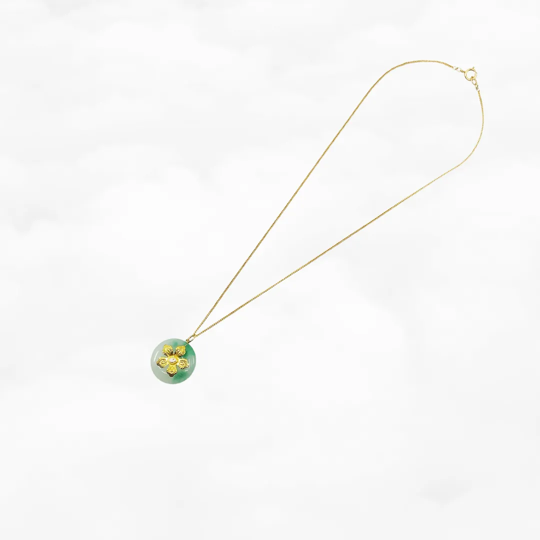 Gold Floral Jade Necklace