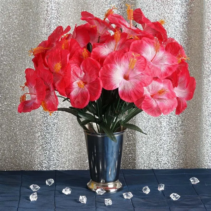 Hibiscus Bush Artificial Silk Flowers - Fuchsia