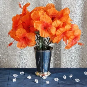 Hibiscus Bush Artificial Silk Flowers - Orange