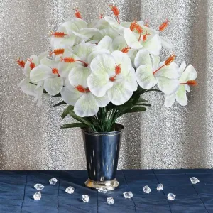 Hibiscus Bush Artificial Silk Flowers - White