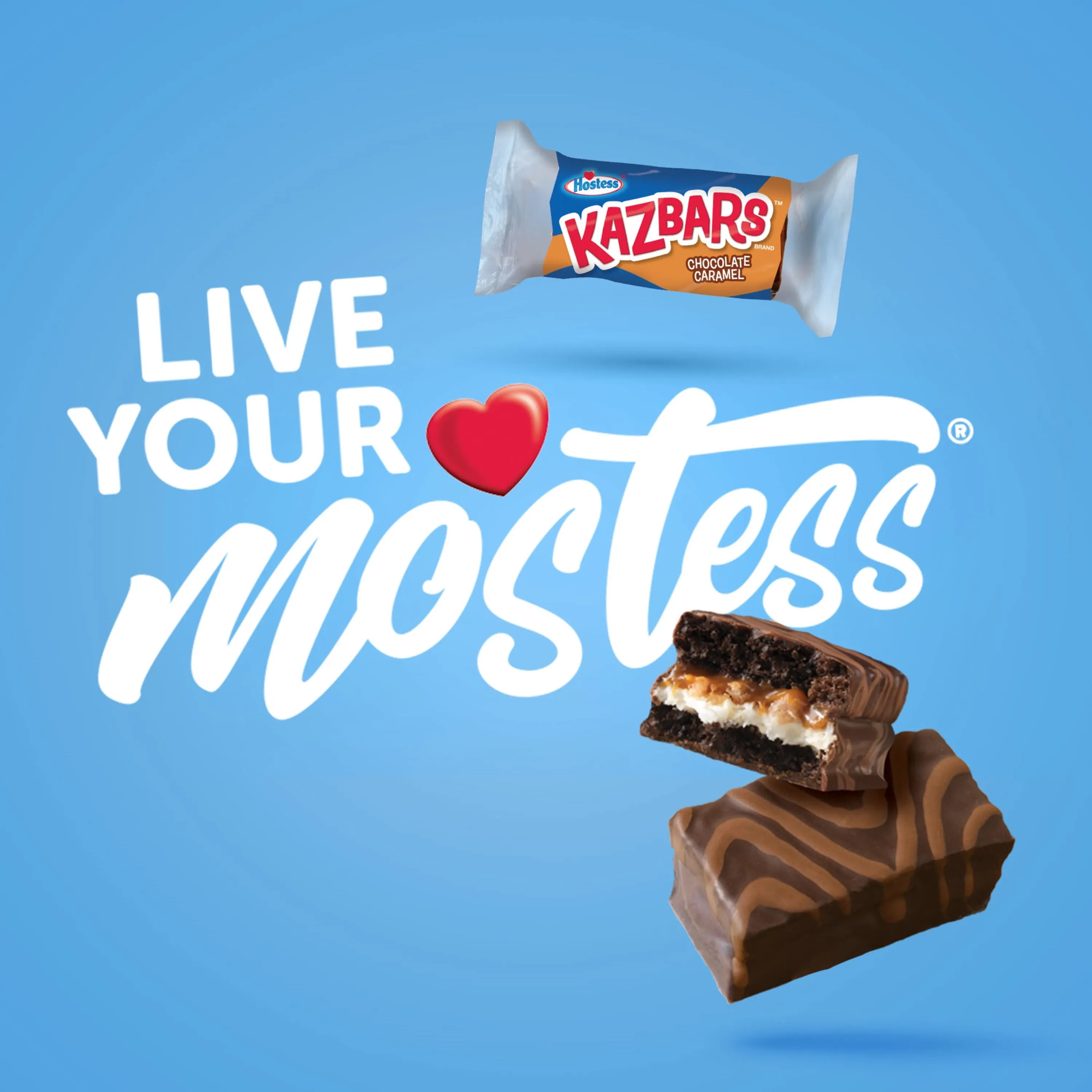 Hostess Chocolate Caramel Kazbars Creamy & Crunchy Layer Bar, Individually Wrapped, 8 Count 10 oz