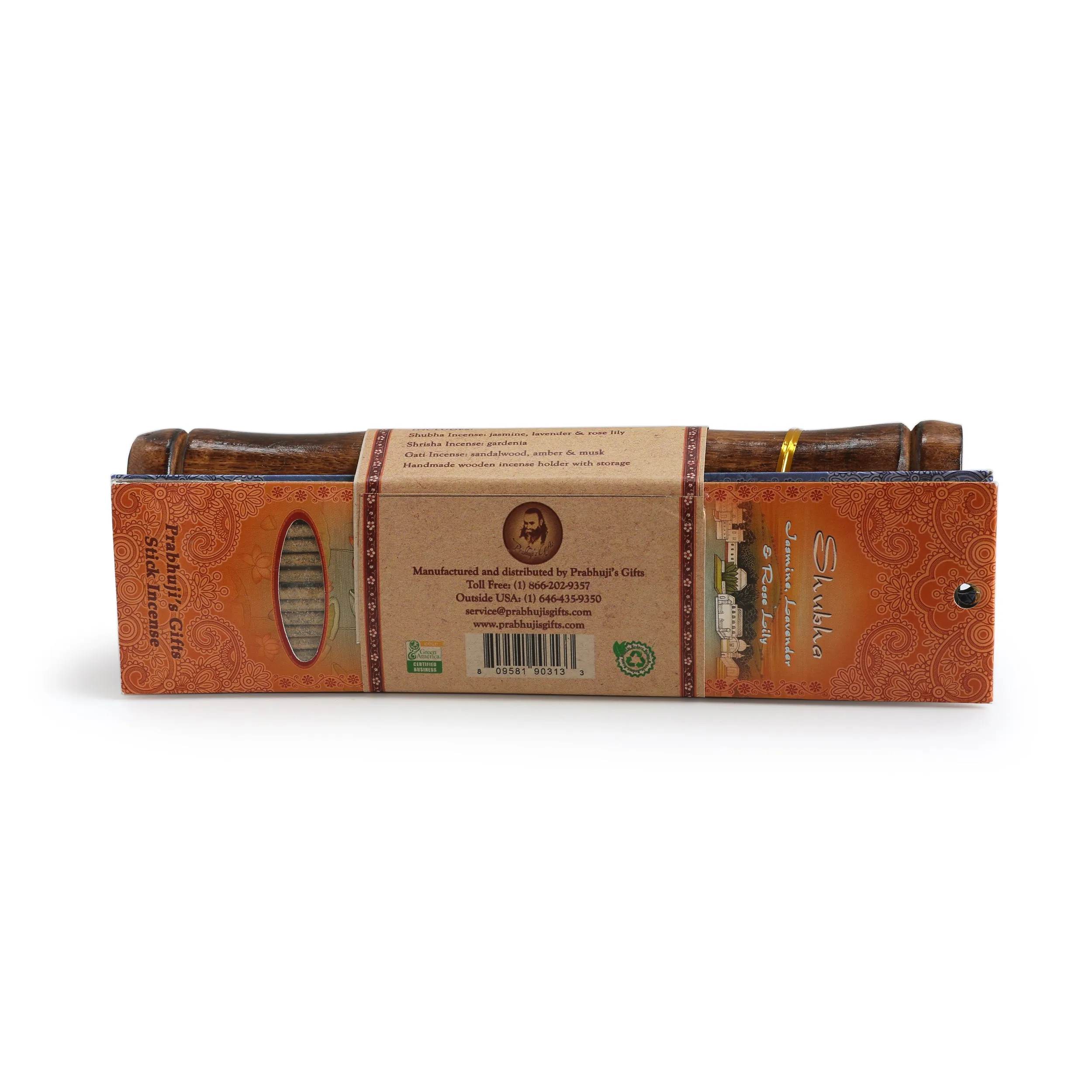 Incense Gift Set - Bamboo Burner   3 Meditation Incense Stick & Greeting - Thinking of you