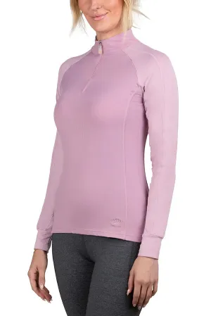 Kastel Long Sleeve Topstitched Raglan Top in Orchid Haze & Mauve Mist - Women's XL