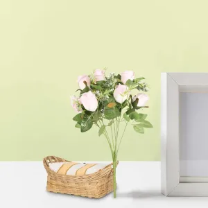 Kuber Industries Artificial Flowers for Home Décor|Natural Looking Indoor Fake Flowers for Vase|Artificial Flowers for Decoration|Without Basket-Pack of 3 (Pink)