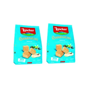 Loacker Quadratini Vanilla Wafers 250g (Pack of 2) – Delicious & Crispy Loacker Vanilla Wafers