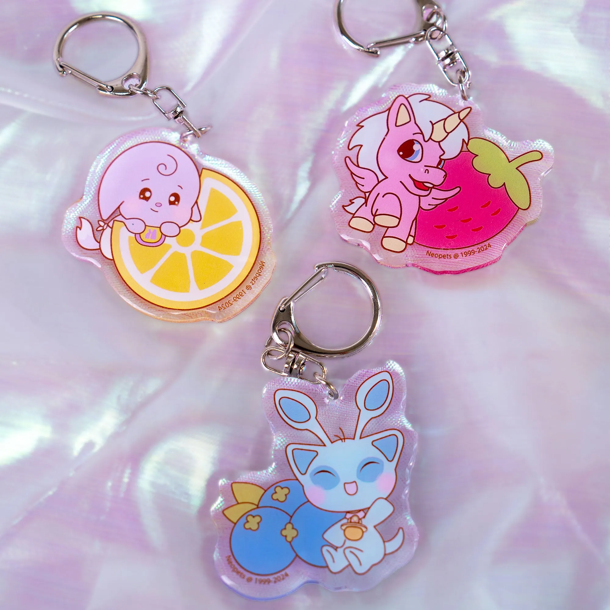 Neopets Baby Fruit Acrylic Keychains - Kacheek, Aisha, Uni