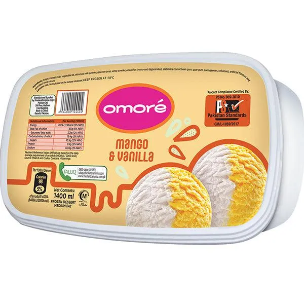 OMORE MANGO.VANILLA ICE CREAM 1400ML