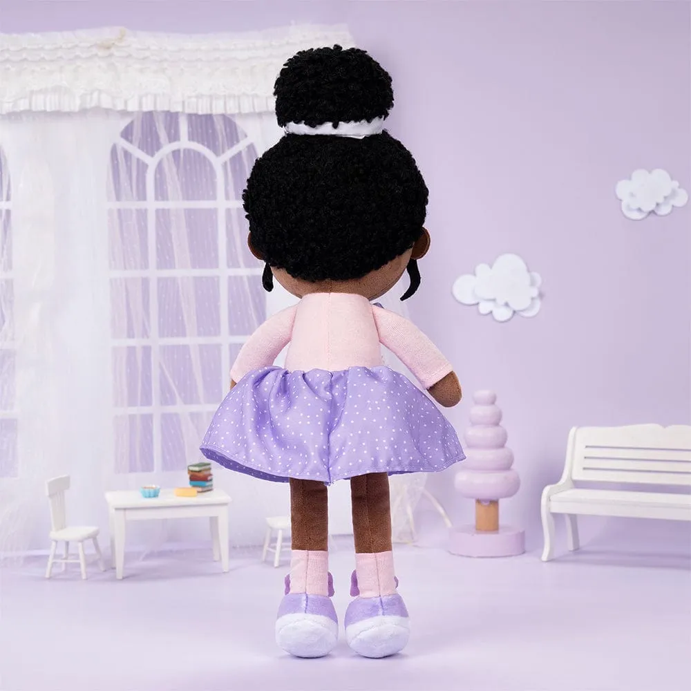 Personalized Deep Skin Tone Plush Purple Bunny Doll