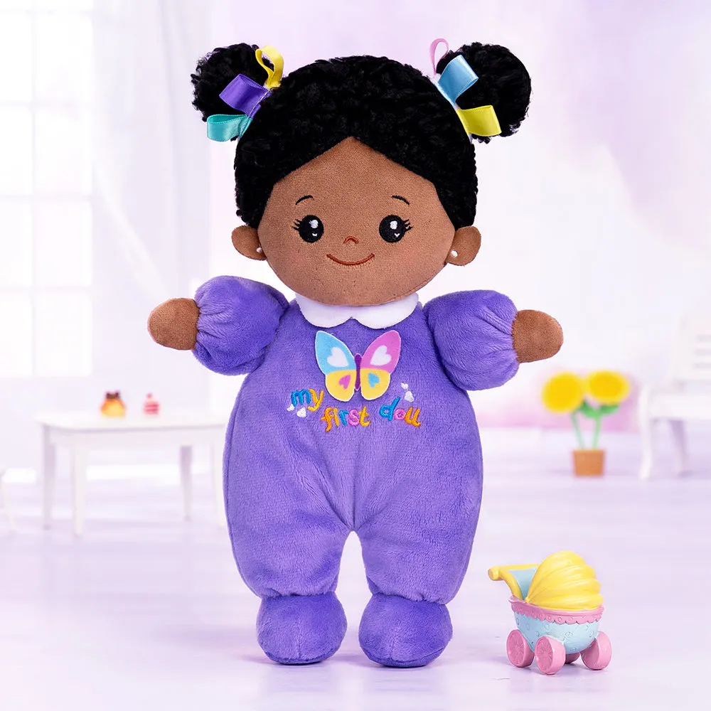 Personalized Purple Deep Skin Tone Mini Plush Baby Doll
