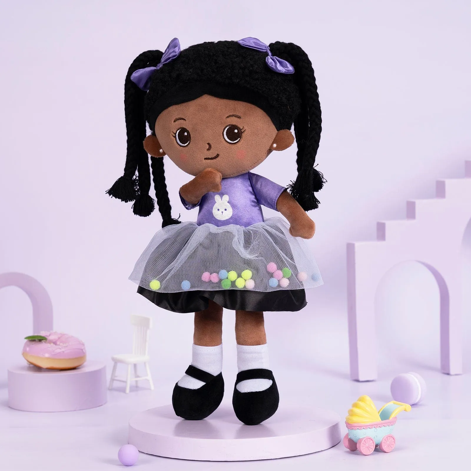 Personalized Purple Deep Skin Tone Plush Ash Doll