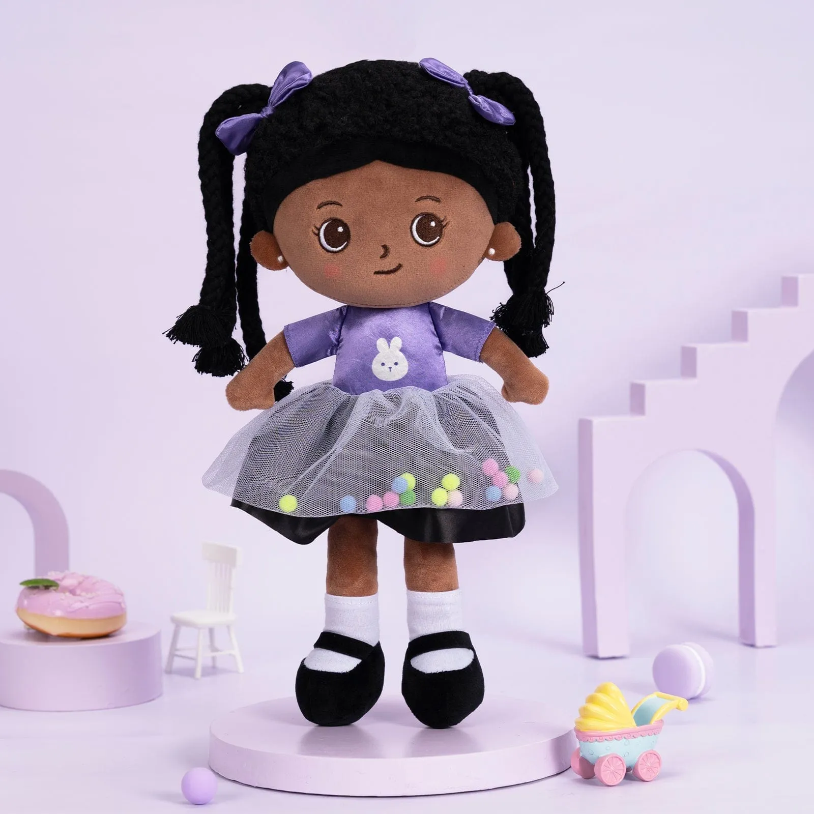Personalized Purple Deep Skin Tone Plush Ash Doll