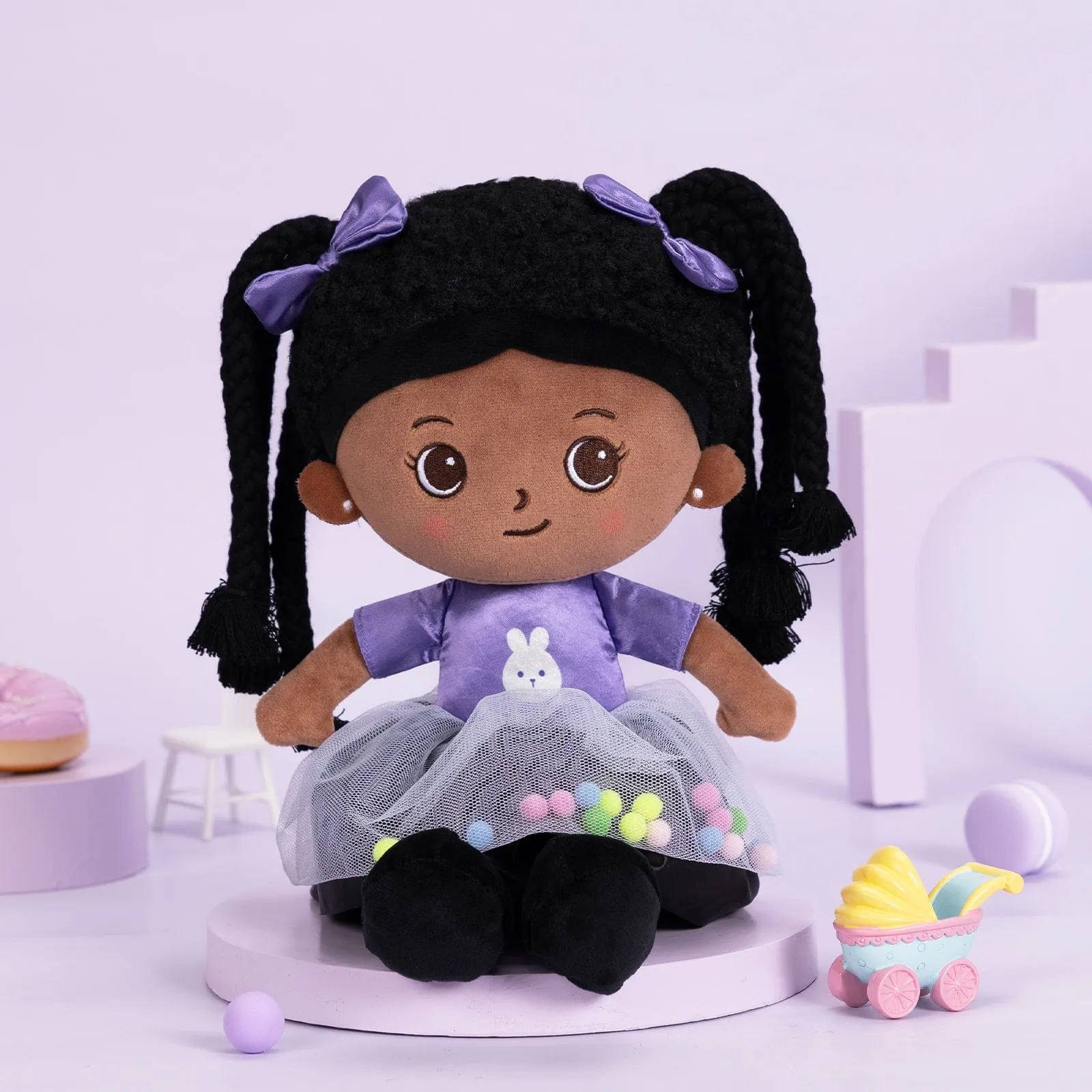 Personalized Purple Deep Skin Tone Plush Ash Doll