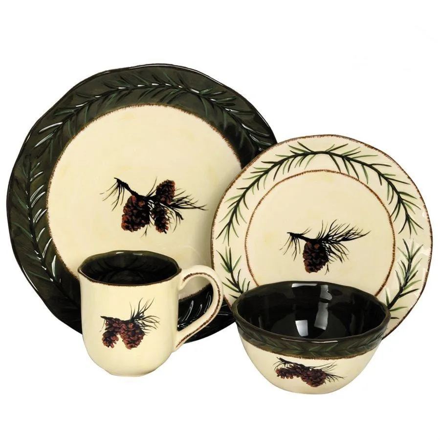 Pine Cone 16PC Ceramic Dinnerware Set