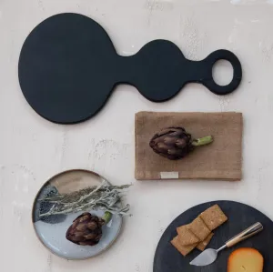 STONEWARE PLATE, REACTIVE GLAZE, BLUE & TAN COLOR