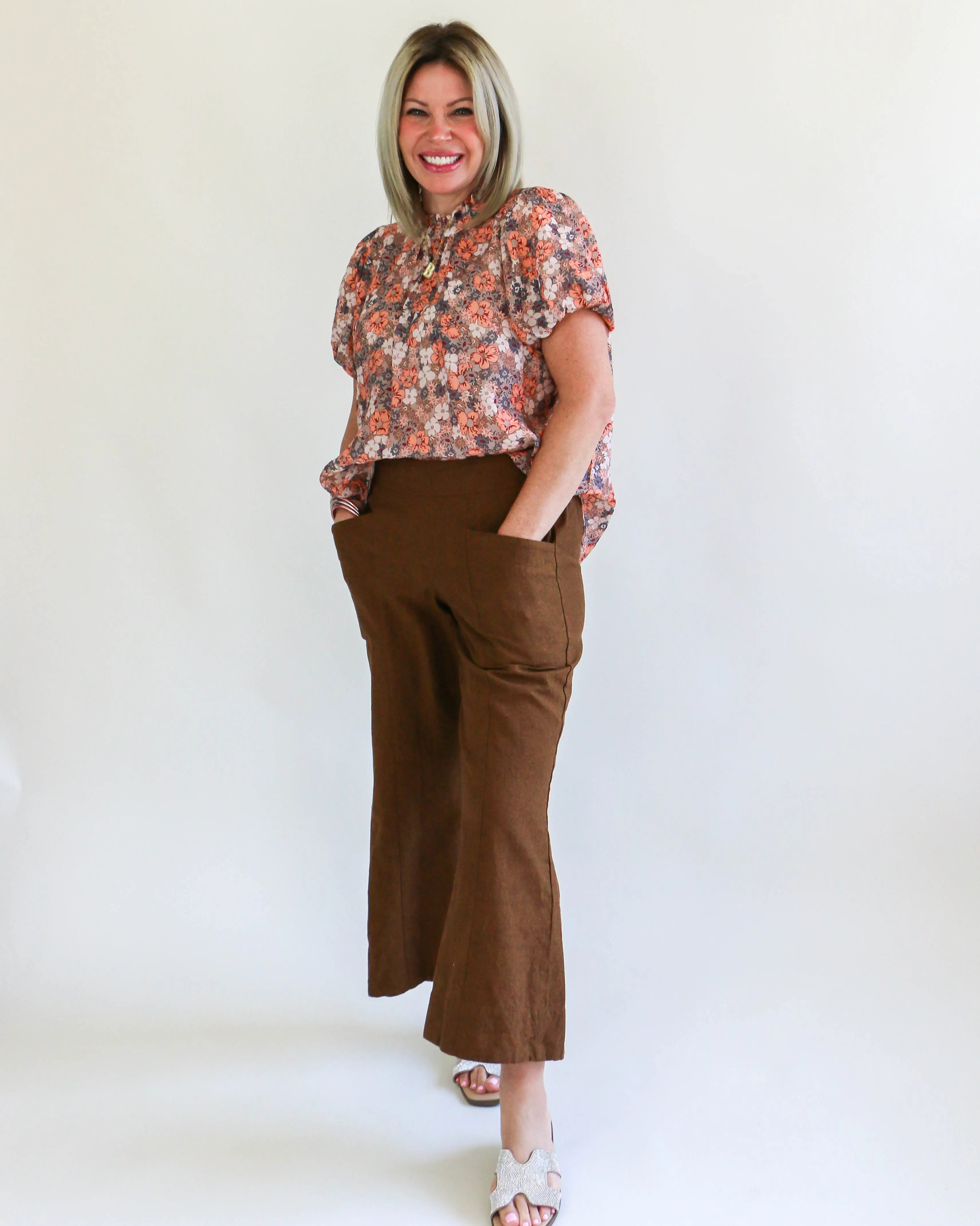THML Short Sleeve Floral Top