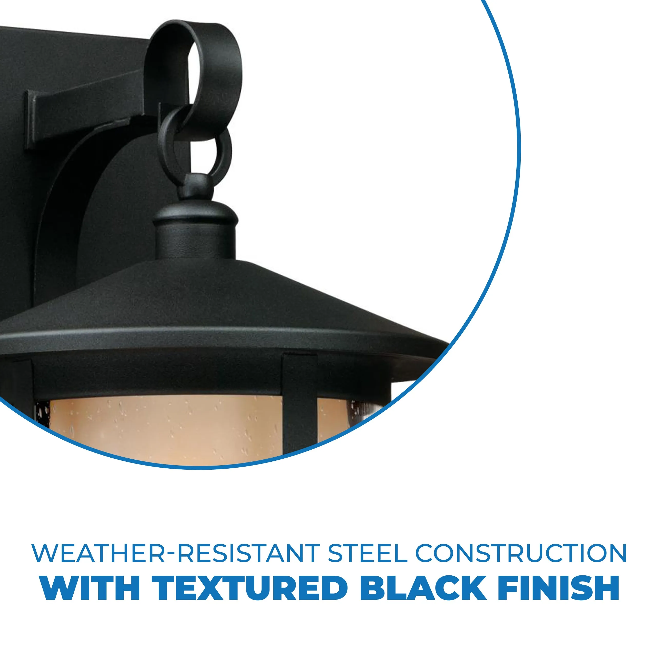 Westinghouse 6312400 1 Light Medium Wall Lantern Textured Black Finish with Amber Frosted and Clear Seeded Glass