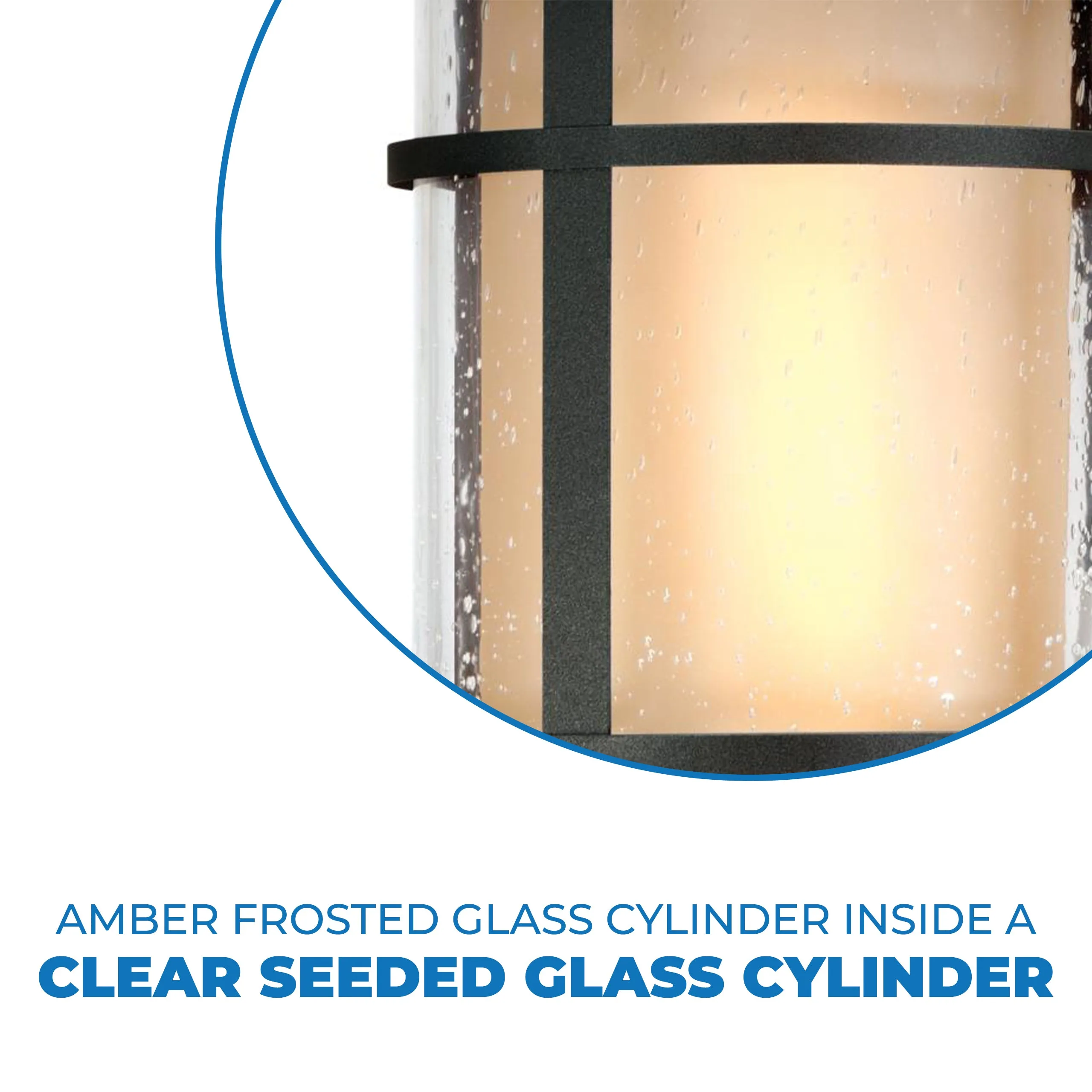 Westinghouse 6312400 1 Light Medium Wall Lantern Textured Black Finish with Amber Frosted and Clear Seeded Glass