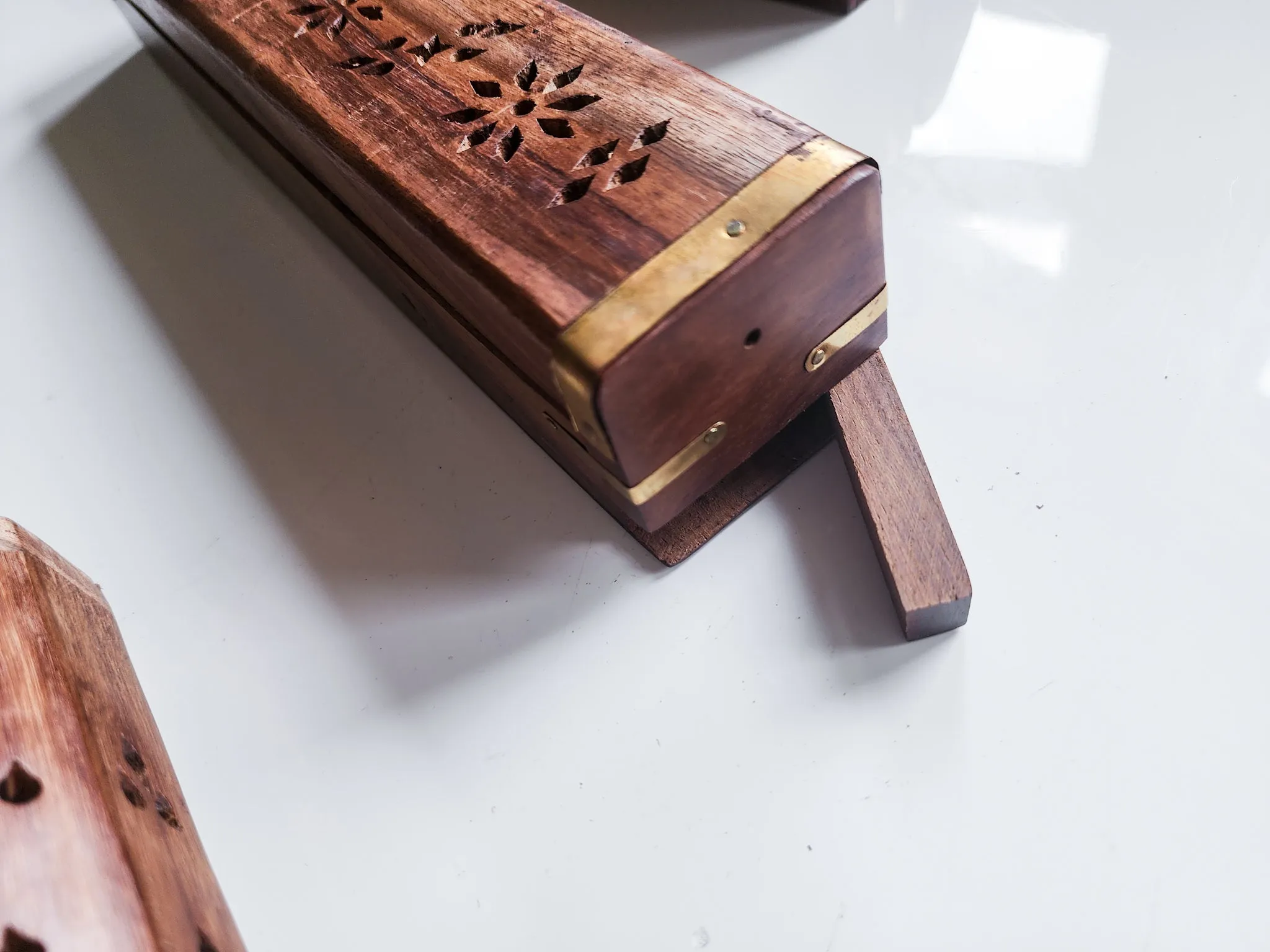 Wood Box Carved Incense Burner
