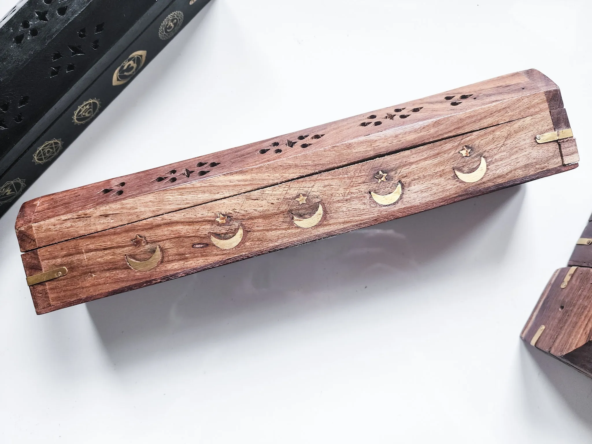 Wood Box Carved Incense Burner