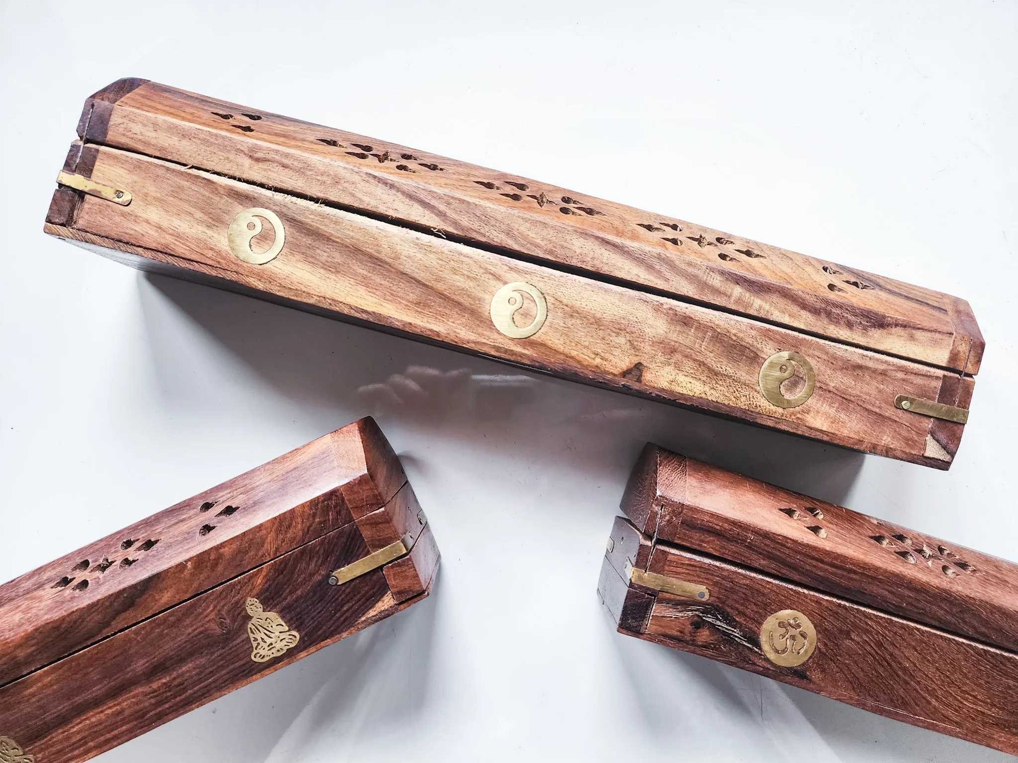 Wood Box Carved Incense Burner