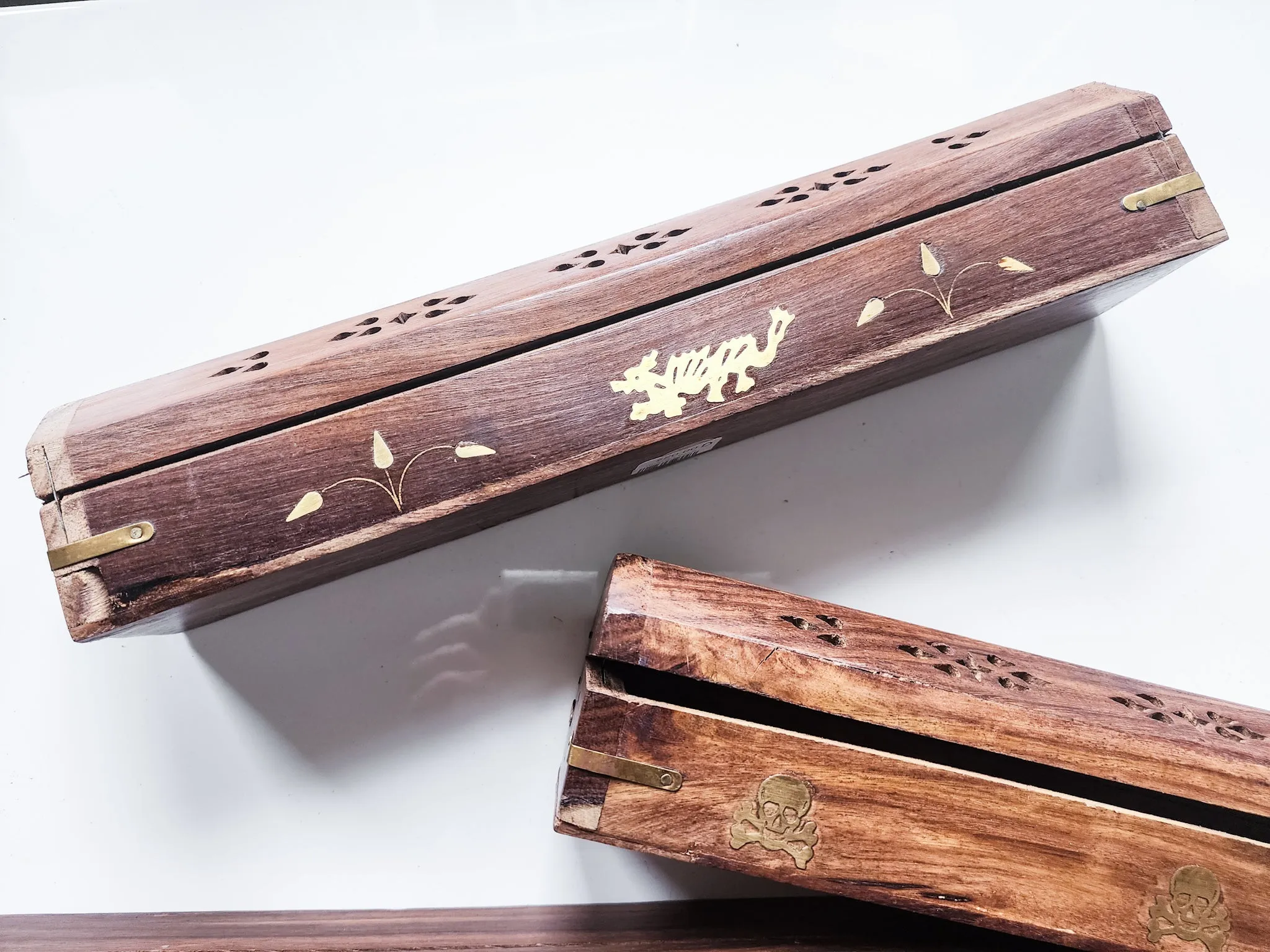 Wood Box Carved Incense Burner