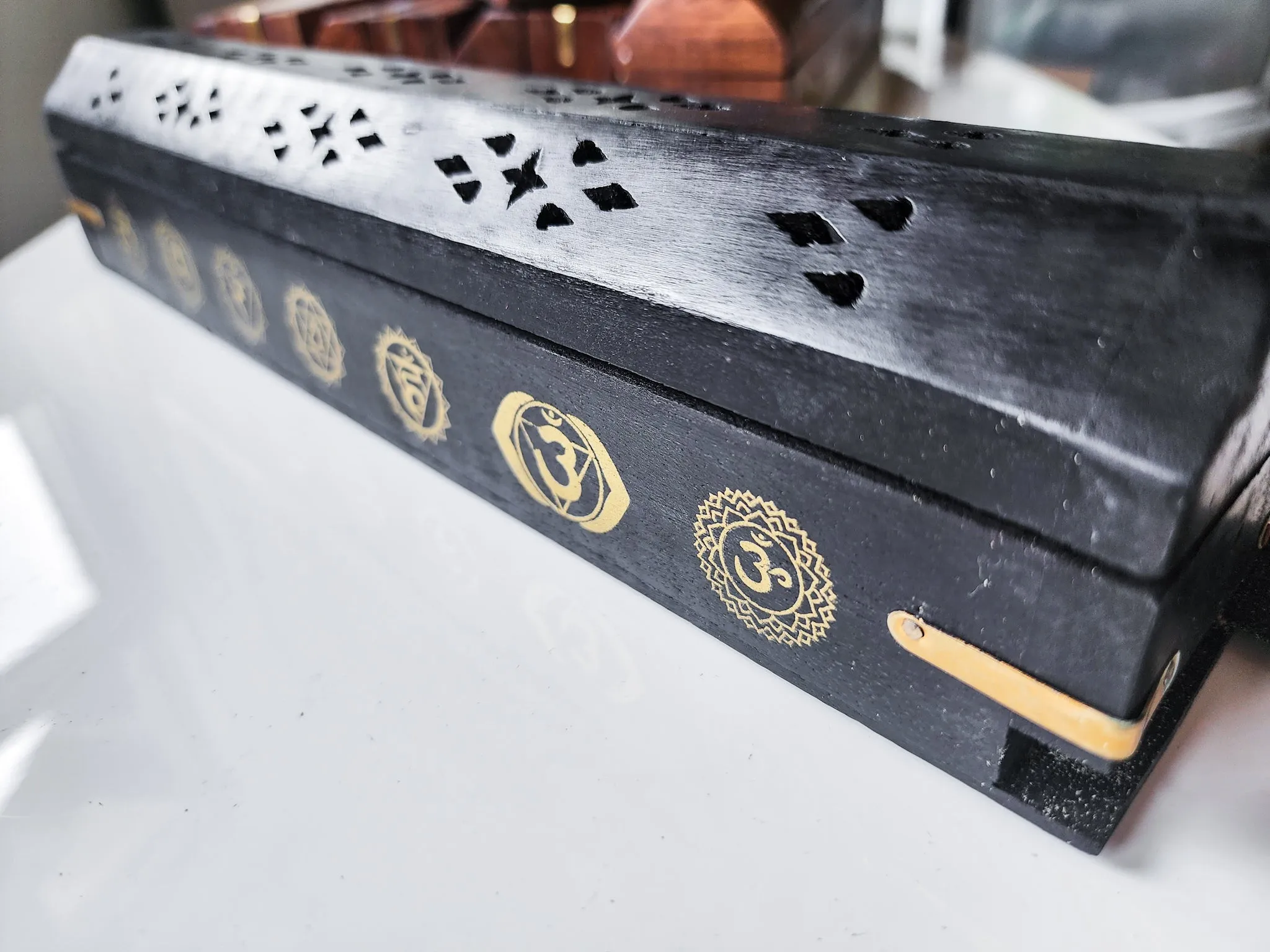 Wood Box Carved Incense Burner